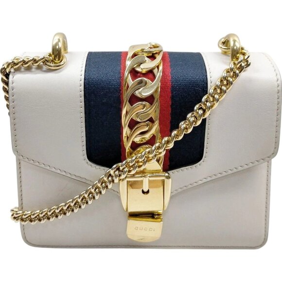 (S6) Authentic Gucci Crossbody Bag Sherry Line White Leather Luxury Vintage Desi - Picture 1 of 9